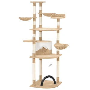 Котешко дърво със сизалени стълбове, бежово, 190 см