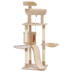 Котешко дърво със сизалени стълбове, бежово, 145 см
