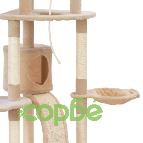 Котешко дърво със сизалени стълбове, бежово, 145 см ➤ топ цена ➤ sorbe.bg