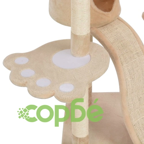 Котешко дърво със сизалени стълбове, бежово, 145 см ➤ топ цена ➤ sorbe.bg