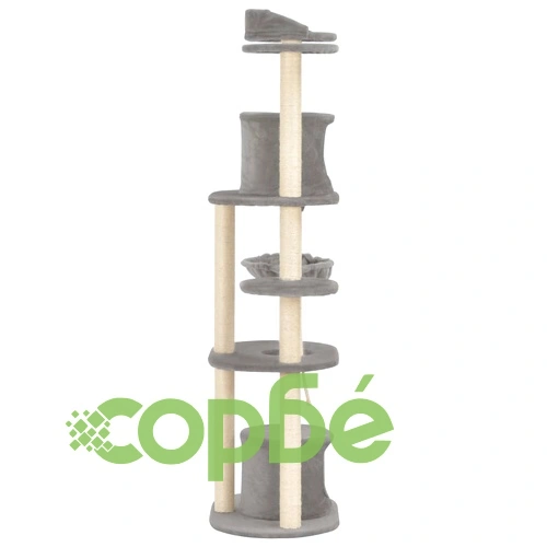Котешко дърво със сизалени стълбове, сиво, 160 см ➤ топ цена ➤ sorbe.bg