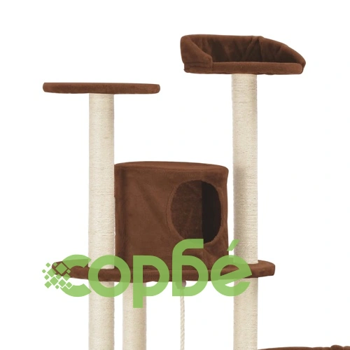 Котешко дърво със сизалени стълбове, кафяво, 160 см ➤ топ цена ➤ sorbe.bg