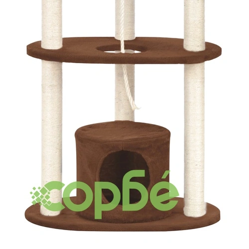 Котешко дърво със сизалени стълбове, кафяво, 160 см ➤ топ цена ➤ sorbe.bg