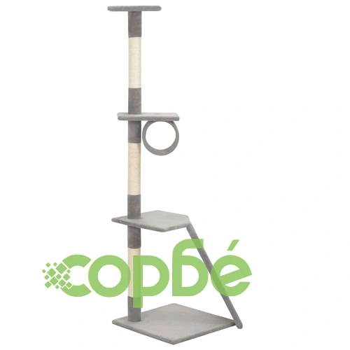 Котешко дърво със сизалени стълбове, сиво, 160 см ➤ топ цена ➤ sorbe.bg