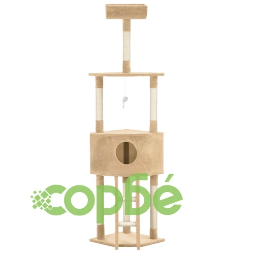 Котешко дърво със сизален стълб, бежово, 180 см ➤ топ цена ➤ sorbe.bg