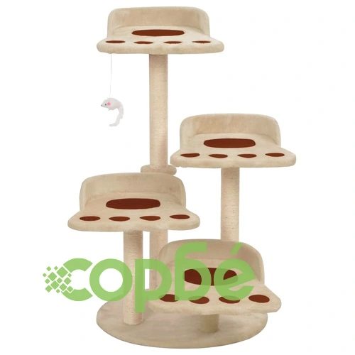 Котешко дърво със сизалени стълбове, бежово, 90 см ➤ топ цена ➤ sorbe.bg