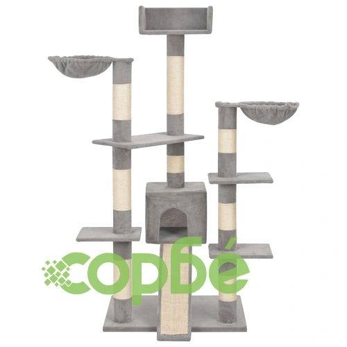 Котешко дърво със сизалени стълбове, сиво, 183 см, XXL ➤ топ цена ➤ sorbe.bg
