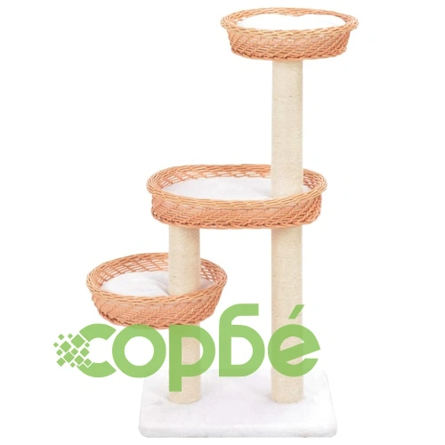 Котешко дърво със сизалени стълбове естествена върба ➤ топ цена ➤ sorbe.bg