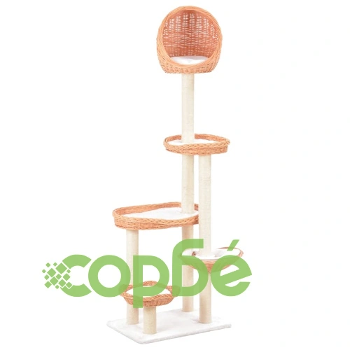 Котешко дърво със сизален стълб, естествен цвят, върба ➤ топ цена ➤ sorbe.bg