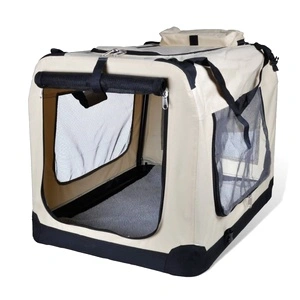 Сгъваема чанта за пренасяне на домашни любимци, размер ХХL, бежова