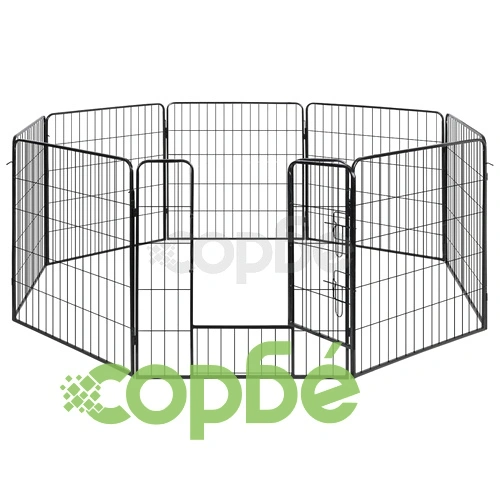 Площадка за игра за домашни любимци, с 8 панела, стомана   ➤ топ цена ➤ sorbe.bg