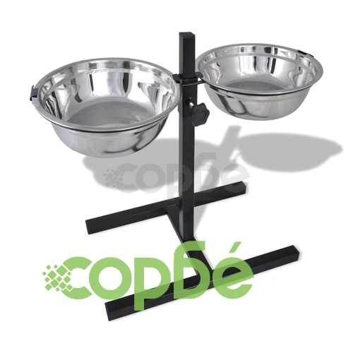 Хранилка за куче на стойка, регулируема, 2 х 1,6 л. стоманени купички ➤ топ цена ➤ sorbe.bg