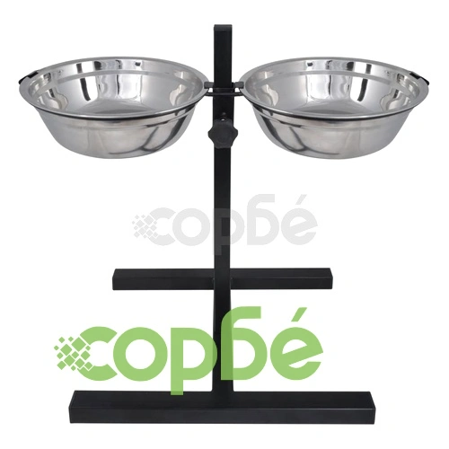 Хранилка за куче на стойка, регулируема, 2 х 1,6 л. стоманени купички ➤ топ цена ➤ sorbe.bg