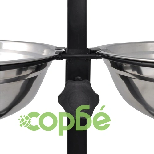 Хранилка за куче на стойка, регулируема, 2 х 2,6 л. стоманени купички ➤ топ цена ➤ sorbe.bg