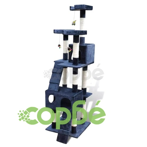Котешко дърво за драскане 170 см с 2 къщички, тъмносиньо ➤ топ цена ➤ sorbe.bg