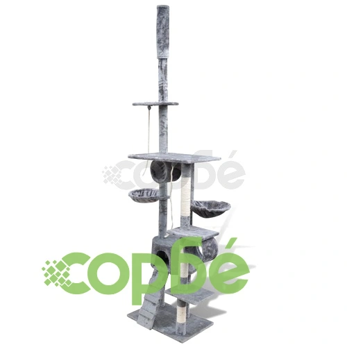 Котешко дърво за драскане с една хралупа, 220-240 см, сиво ➤ топ цена ➤ sorbe.bg
