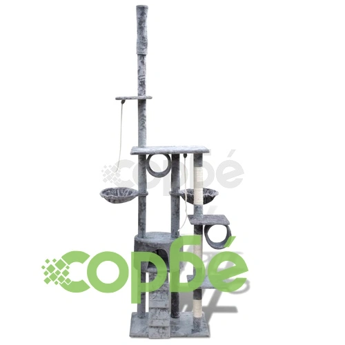 Котешко дърво за драскане с една хралупа, 220-240 см, сиво ➤ топ цена ➤ sorbe.bg