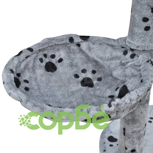 Котешко дърво за драскане 220-240 см с къщичка, сиво на лапички ➤ топ цена ➤ sorbe.bg