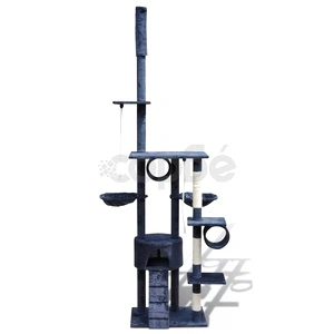 Котешко дърво за драскане 220-240 см с 1 къщичка, тъмно синьо