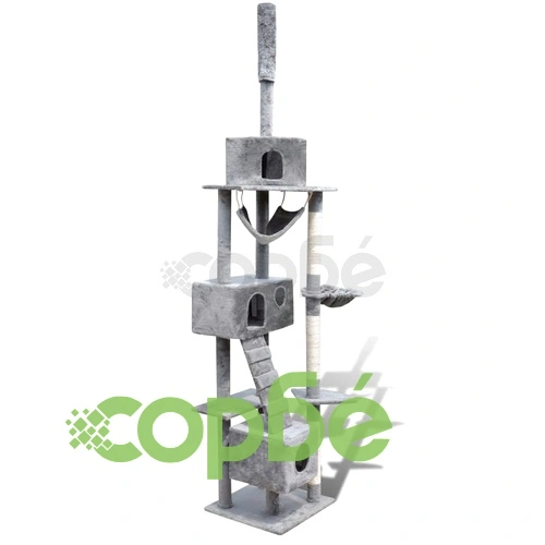 Котешко дърво за драскане 220-240 см с 3 къщички, сиво ➤ топ цена ➤ sorbe.bg