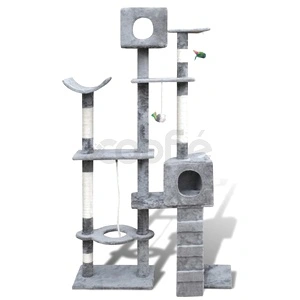 Котешко дърво за драскане 175 см с 2 къщички, сиво