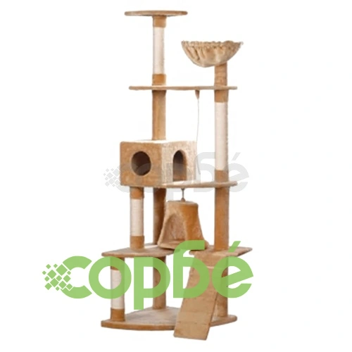 Котешко дърво от бежов плюш, 191 см. ➤ топ цена ➤ sorbe.bg