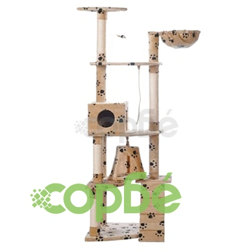 Котешко дърво бежово, с отпечатъци на лапи, 191 см. ➤ топ цена ➤ sorbe.bg