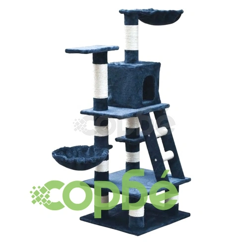 Дърво за котки 122 см, тъмносин плюш ➤ топ цена ➤ sorbe.bg