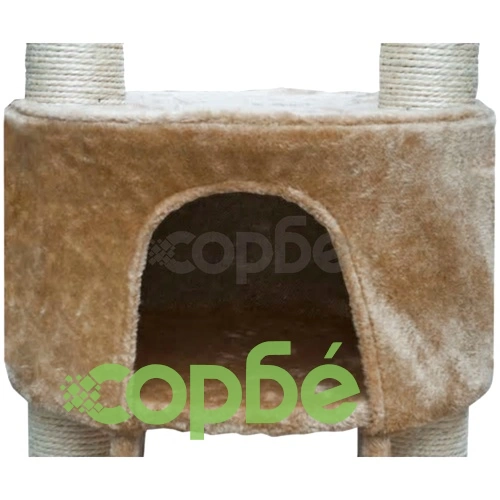 Луксозно котешко дърво от бежов плюш, 230-260 см. ➤ топ цена ➤ sorbe.bg