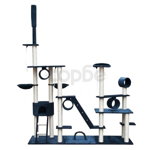 Луксозно котешко дърво от тъмносин плюш, 230-260 см.