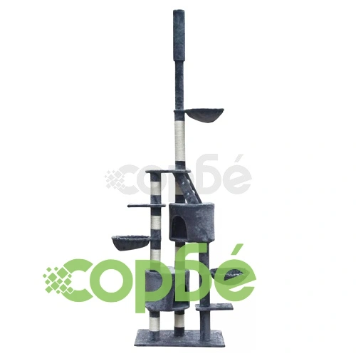 Котешко дърво от сив плюш, размер XL, 230-260 см. ➤ топ цена ➤ sorbe.bg