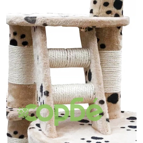 Котешко дърво от бежов плюш с отпечатъци на лапи, размер XL 230-260 см ➤ топ цена ➤ sorbe.bg