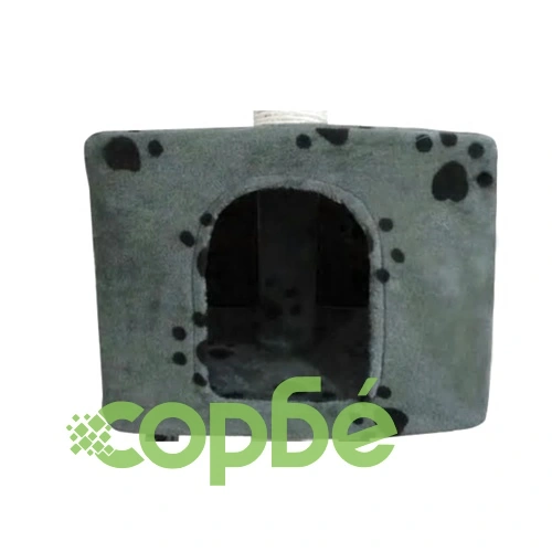 Котешко дърво от сив плюш с отпечатъци от лапи, 184 см. ➤ топ цена ➤ sorbe.bg