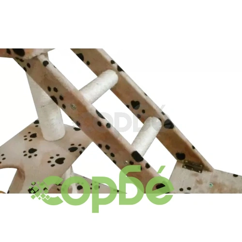 Котешко дърво от бежов плюш с отпечатъци на лапи, 184 см. ➤ топ цена ➤ sorbe.bg