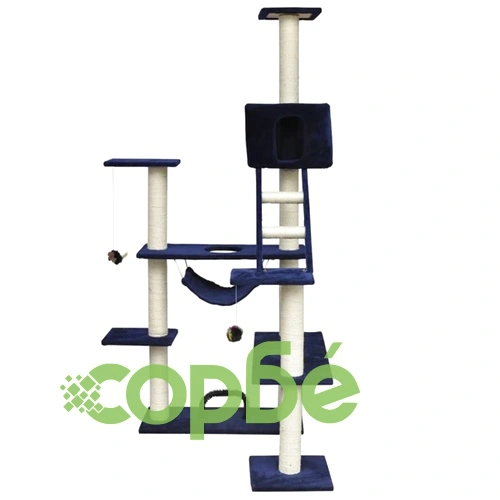 Котешко дърво от тъмносин плюш, 184 см. ➤ топ цена ➤ sorbe.bg