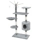 Котешко дърво за точене на нокти, 120 см, с 1 къщичка, сиво
