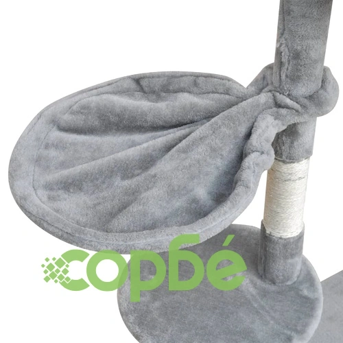 Котешко дърво за точене на нокти, 120 см, с 1 къщичка, сиво ➤ топ цена ➤ sorbe.bg