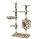 Котешко дърво за точене на нокти, 120см, 1 къща, бежово на лапи