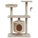 Котешко дърво, стълб за драскане, 94,5 см, с 1 къща, бежово