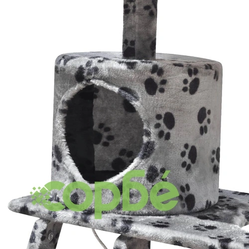 Котешко дърво за точене на нокти, 140 см, с 1 къщичка, бежово на лапи ➤ топ цена ➤ sorbe.bg