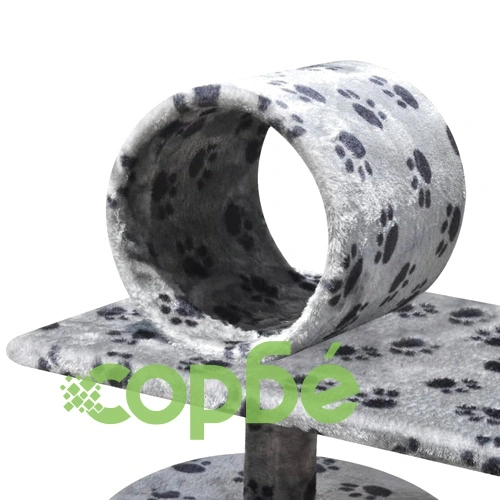 Котешко дърво за точене на нокти, 140 см, с 1 къщичка, бежово на лапи ➤ топ цена ➤ sorbe.bg