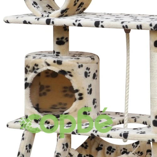 Дърво за котки Бежов с отпечатъци на лапи 83 x 72 x 140 см ➤ топ цена ➤ sorbe.bg