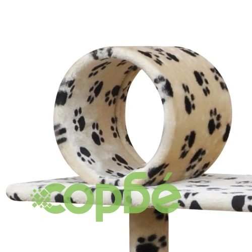 Дърво за котки Бежов с отпечатъци на лапи 83 x 72 x 140 см ➤ топ цена ➤ sorbe.bg