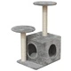 Котешко дърво, стълб за драскане, 64 см, с 1 къща, сиво