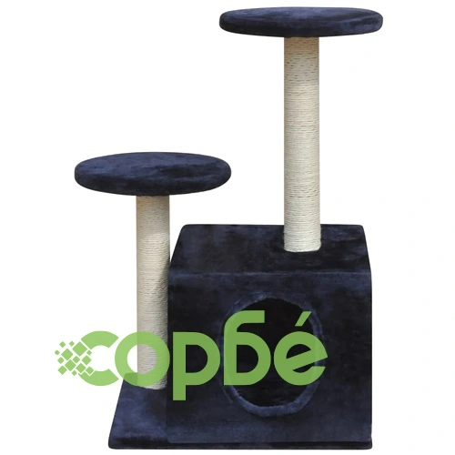 Котешко дърво за драскане, 64 см, с 1 къща, тъмносиньо ➤ топ цена ➤ sorbe.bg