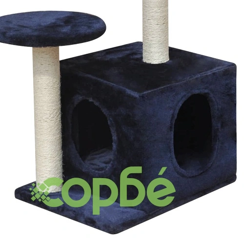 Котешко дърво за драскане, 64 см, с 1 къща, тъмносиньо ➤ топ цена ➤ sorbe.bg