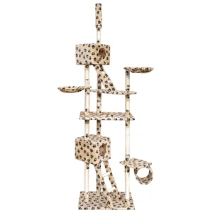 Котешко дърво, 230-260 см, 2 къщи, бежово на лапи