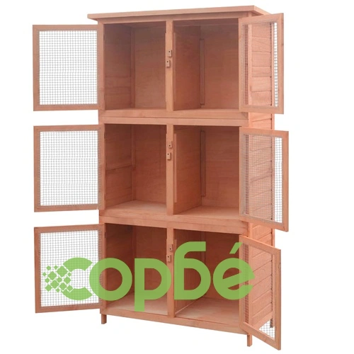 Дървена клетка за зайци с 6 отделения   ➤ топ цена ➤ sorbe.bg