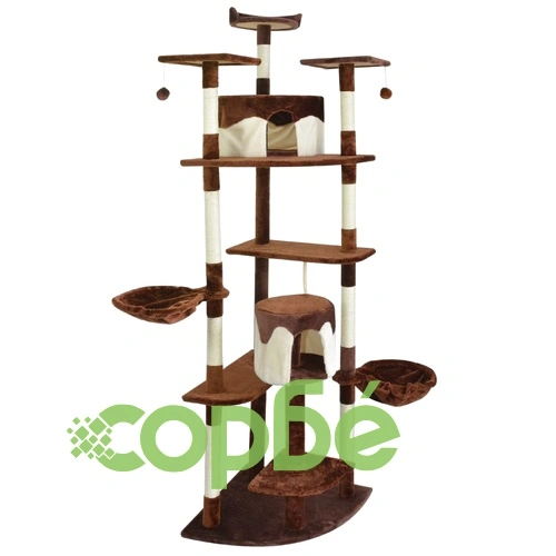 Котешко дърво за драскане, 213 см, кафяво и бяло ➤ топ цена ➤ sorbe.bg
