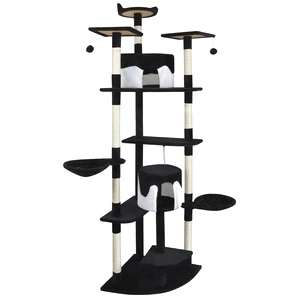 Котешко дърво за драскане, 213 см, черно и бяло